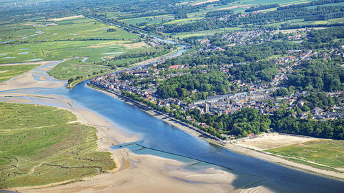 High angle view of city