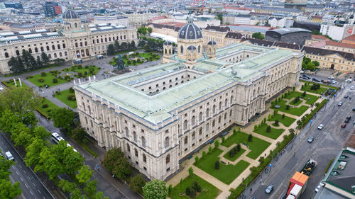 High angle view of buildings in city