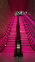 Empty illuminated escalator