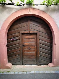 Closed door of building