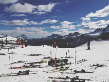 View of ski lift in snow