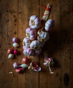 High angle view of vegetables on table