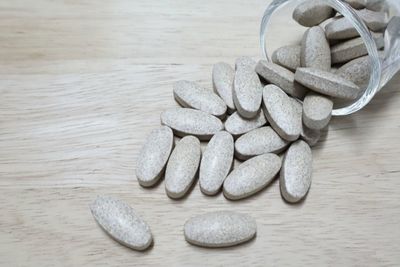 Stack of pebbles on table