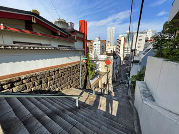 High angle view of buildings in city