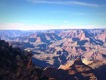 High angle view of dramatic landscape against sky