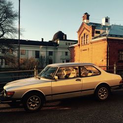 Cars parked in front of building