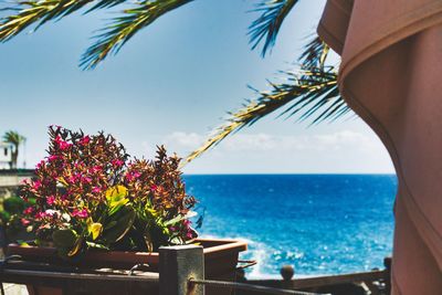 Scenic view of sea against blue sky