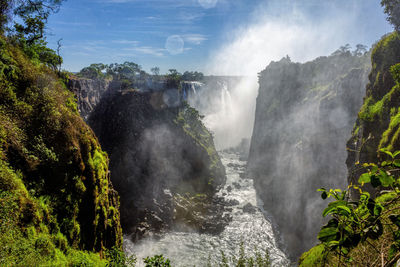 Slashing water on top of victoria falls zimbabwe