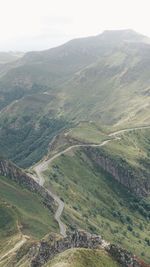 High angle view of valley against sky