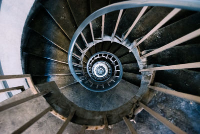 High angle view of spiral stairs