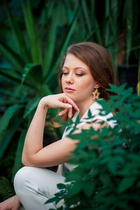 Woman looking away outdoors