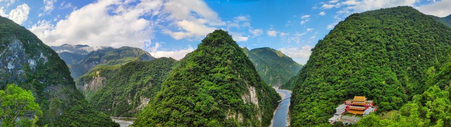 Panoramic view of mountains against sky