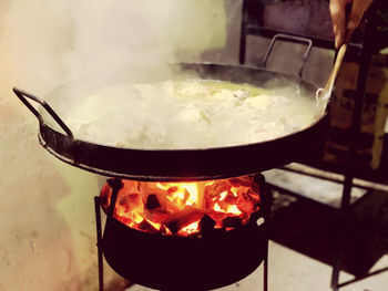 Close-up of meat on barbecue grill