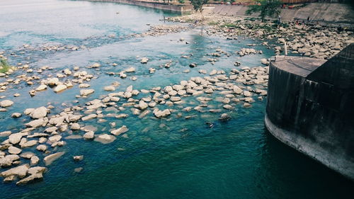 High angle view of sea