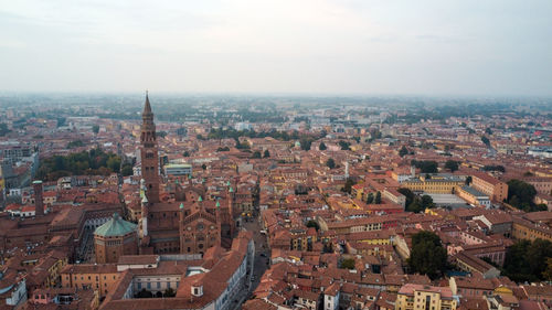 High angle view of townscape against sky