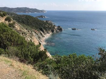 High angle view of sea against sky