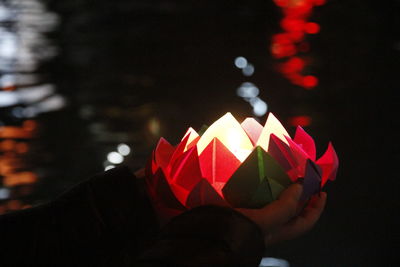 Close-up of illuminated red lights