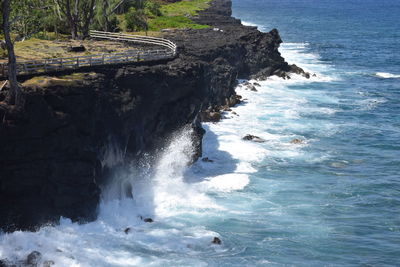 Scenic view of waterfall