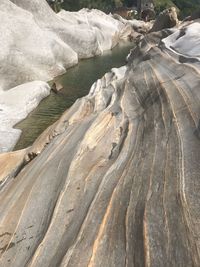 High angle view of rocks on land