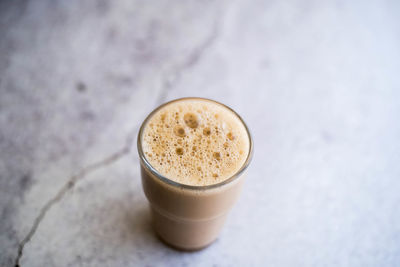High angle view of coffee on table