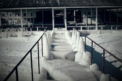 View of built structure on snow