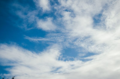 Low angle view of clouds in blue sky