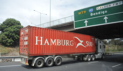 Information sign on road in city