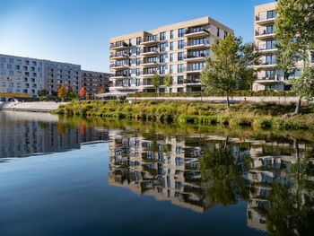 Reflection of buildings in water