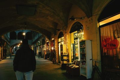 View of illuminated tunnel