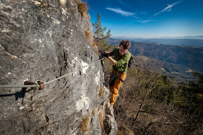 Via feratta climbing in slovenia