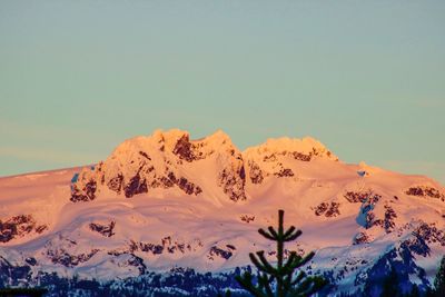 Scenic view of mountains against clear sky