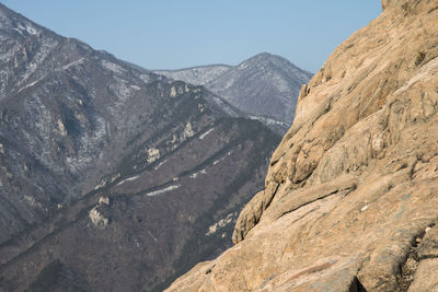 Low angle view of mountains against sky