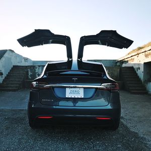 Silhouette of car against sky