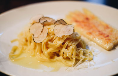 Close-up of meal served in plate