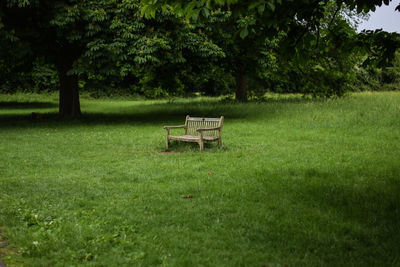 Empty chair on field