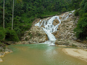 Stream flowing through rocks in forest