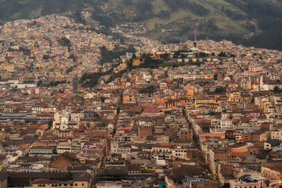 Aerial view of quito cityscape