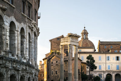 View of historic building against clear sky, teatro marcello