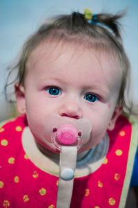 Close-up portrait of cute baby girl