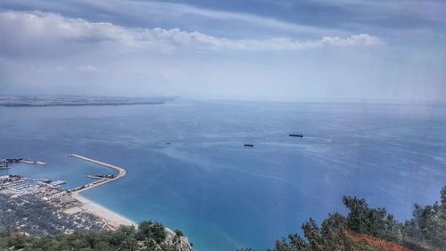 High angle view of sea against sky