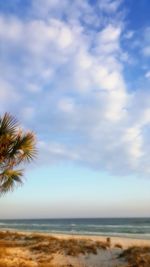 Scenic view of sea against blue sky