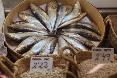 Close-up of seafood for sale at market stall