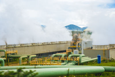 Panoramic view of factory against sky