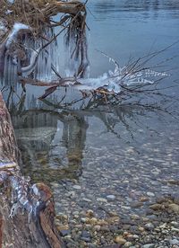 Reflection of rocks in water