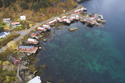 Cabins and surroundings of nusfjord, typical norwegian village