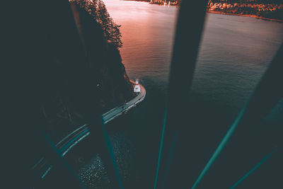 High angle view of boat in sea