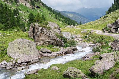 View of stream flowing through landscape