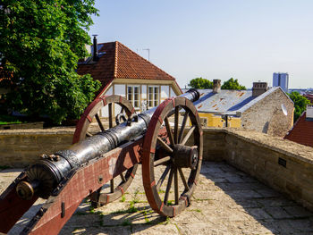 Close-up of old building against sky