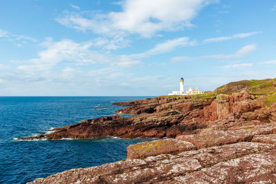 Rua reidh lighthouse, scotland, nc500. scenic view of sea against sky.