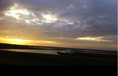 Scenic view of sea against cloudy sky
